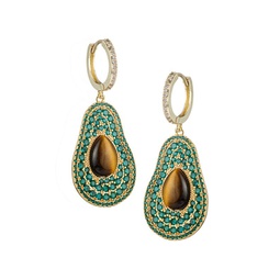 Luxe Sara 18K Goldplated & Cubic Zirconia Avocado Drop Earrings