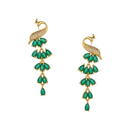 Luxe 18K Goldplated & Cubic Zirconia Peacock Drop Earrings