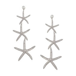 Luxe Starfish Silvertone & Cubic Zirconia Drop Earrings