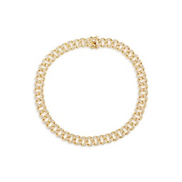 Luxe Luna 18K Goldplated & Cubic Zirconia Link Choker Necklace