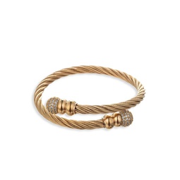 Premium Henry Goldtone Titanium & Cubic Zirconia Wire Cuff Bracelet
