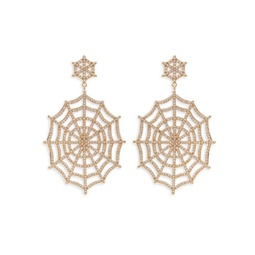 Luxe Charlotte 18K Goldplated & Cubic Zirconia Web Drop Earrings