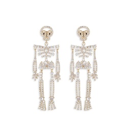Luxe 18K Goldplated & Cubic Zirconia Skeleton Drop Earrings