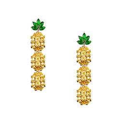 Luxe 18K Goldplated & Cubic Zirconia Pineapple Drop Earrings