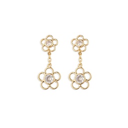 Luxe Charlotte Goldtone & Cubic Zirconia Floral Drop Earrings