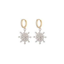 The Luxe Golden & Cubic Zirconia Snowflake Huggie Earrings