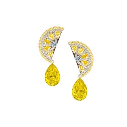 Luxe Lemon Squeeze Silvertone Plated & Cubic Zirconia Dangle Earrings