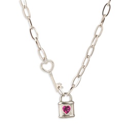 Luxe Ivanna Cubic Zirconia Lock Pendant Necklace