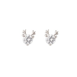 Luxe Reindeer Silvertone & Cubic Zirconia Stud Earrings