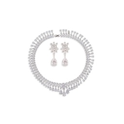 Luxe Hazel 2-Piece Silvertone Cubic Zirconia Necklace & Earrings Set