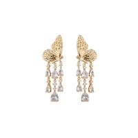 Luxe Monarch Goldtone & Cubic Zirconia Butterfly Drop Earrings