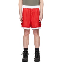 Red   White Layered Shorts 231647M193017