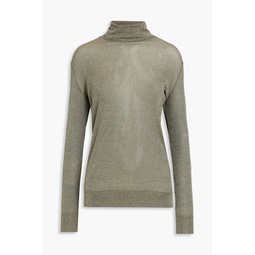 Metallic stretch-knit turtleneck sweater