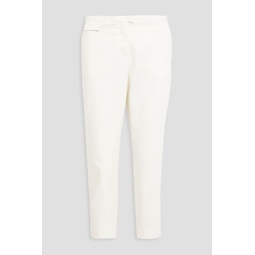 Cropped cotton-blend twill slim-leg pants