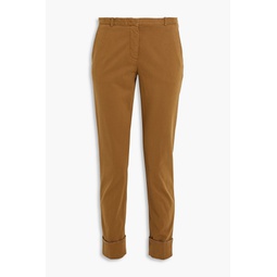 Bead-embellished stretch-cotton twill skinny pants