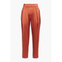 Pleated charmeuse tapered pants