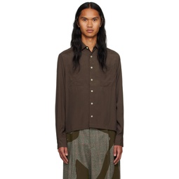 Brown Button Shirt 232041M192003