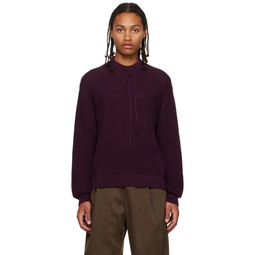 Burgundy Drawstring Crewneck 232041M201003