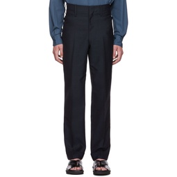 Navy Wool Trousers 222041M191000