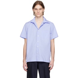 Blue Typewriter Short Sleeve Shirt 231041M192002