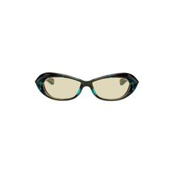 SSENSE Exclusive Black   Green Wraparound Sunglasses 241196M134010
