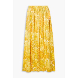 Danita floral-print linen maxi skirt