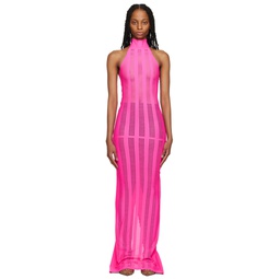 Pink Lasercut Maxi Dress 231500F055001