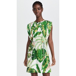Tropical Forest Off-White T-Shirt Dress