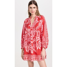 Flora Tapestry Red Long Sleeve Mini Dress