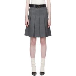 Gray Pleated Midi Skirt 241866F092000