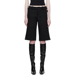 Black Embroidered Shorts 241866F088003