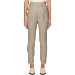 Beige Straight Leg Trousers 231782F087001