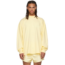 Yellow Flocked Long Sleeve T Shirt 222161M213012