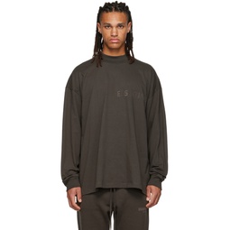 Gray Flocked Long Sleeve T Shirt 222161M213011