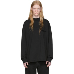 Black Cotton Long Sleeve T Shirt 221161F110020
