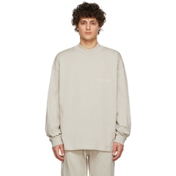 Beige Cotton Jersey Long Sleeve T Shirt 221161M213007