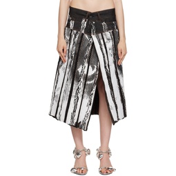 Black   White Chariot Biker Midi Skirt 231759F092000