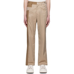 Khaki Paneled Trousers 231107M191013