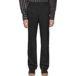 Black Polyester Trousers 221107M191004