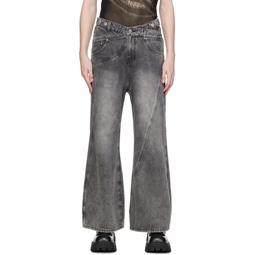 Gray Paneled Jeans 241107M186002