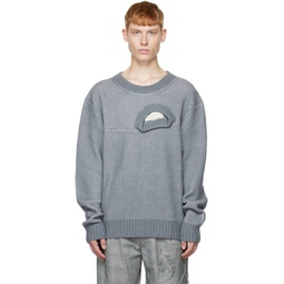 Gray Double Neck Sweater 222107M201000