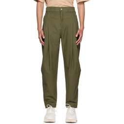 Green Double Waistband Trousers 222107M191002