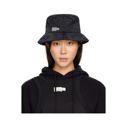 Black Quilted Bucket Hat 222107F015000