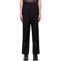 Black Embroidered Trousers 231107M191015