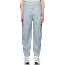 Gray Double Waistband Trousers 231107M191016