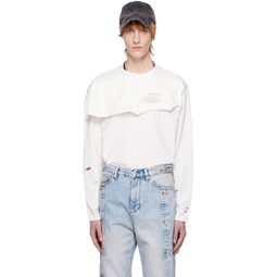 White Distressed Long Sleeve T Shirt 231107M213000