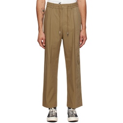 Brown Embroidered Panel Trousers 222107M191003
