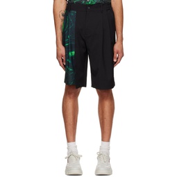 Black   Green Lacquerware Shorts 222107M193003