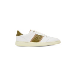 White   Taupe Logo Sneakers 232270M237008
