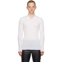 White V Neck Sweater 232270M204000